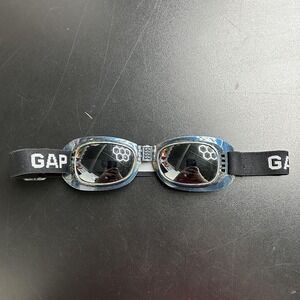 Vintage Y2K Gap Sunglasses Blue Oval Mirrored Wrap Elastic Strap Logo‎ Shades